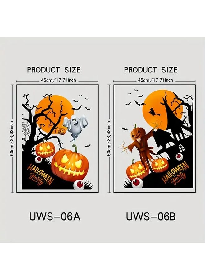 مجموعة ملصقات هالوين للنوافذ 2 قطعة UWS 06A B PVC لاصق ساكن قابلة لإعادة الاستخدام للديكور - Image 5